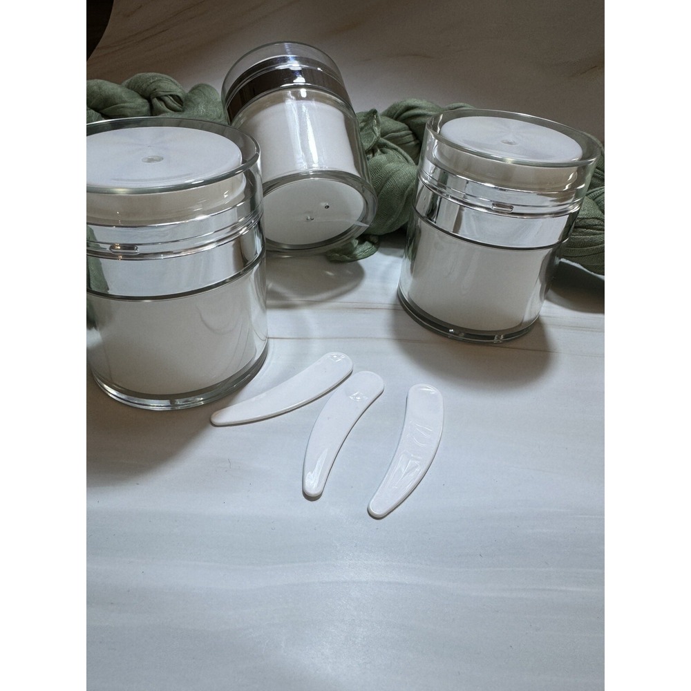 3 Pcs Pp Press Cream Jar Travel Face Lotion Pot‎ Cosmetic Vacuum Bottle 1.7 Oz